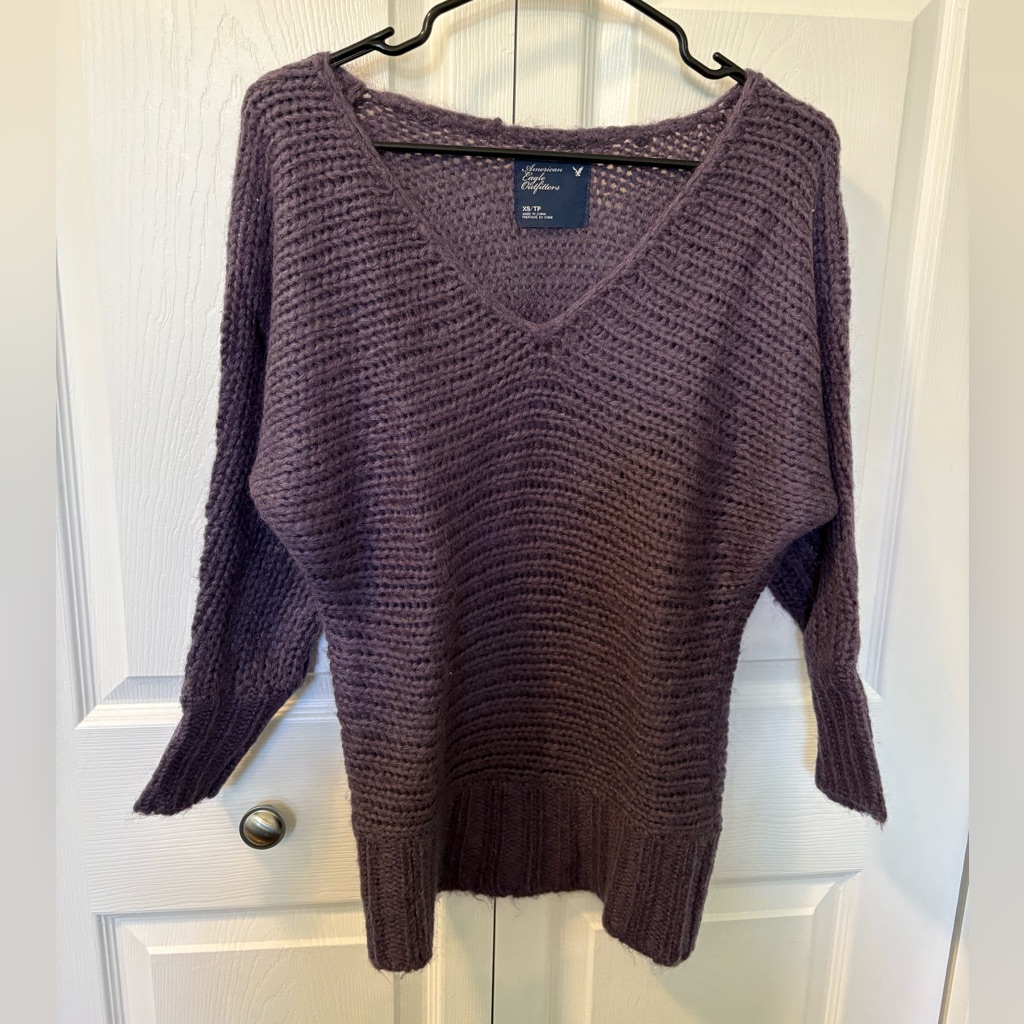 Ae Cozy Chunky Purple Sweater
